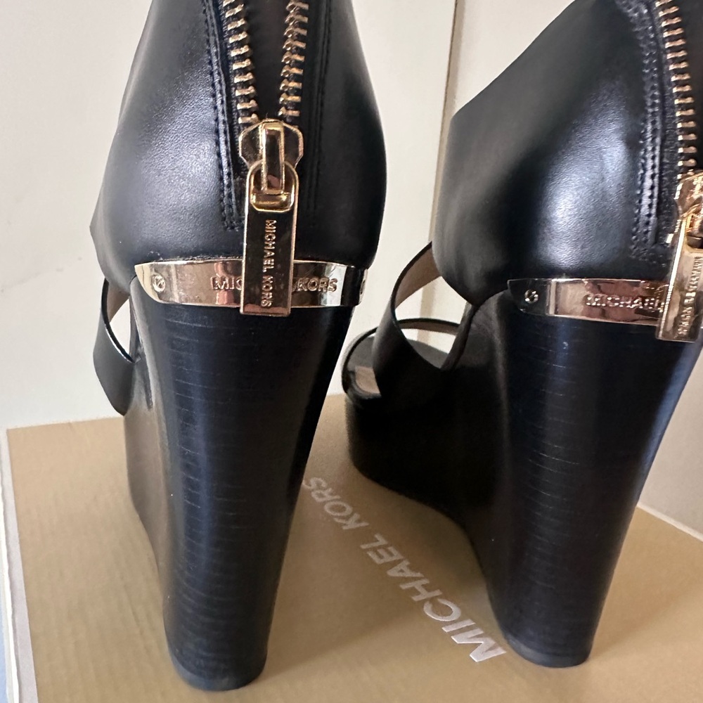 Michael Kors Black Wedge Sandals - Picture 6 of 6